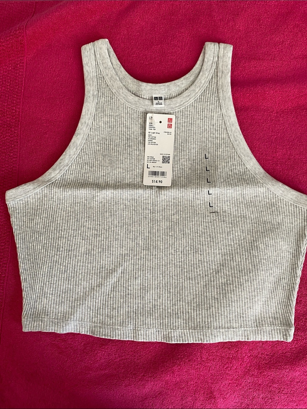 Uniqlo Light Gray Ribbed Crop Tank 2PC